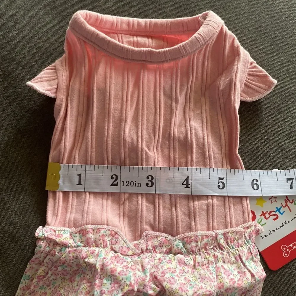 Dog Dress Pink and White Size S NWT